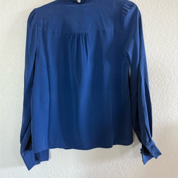 Sézane Chlo Silk Blouse Electric Blue Sz 34 NWT - Picture 7 of 7